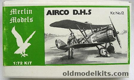 Merlin Models 1/72 Airco DH-5 - (D.H.5), 12 plastic model kit